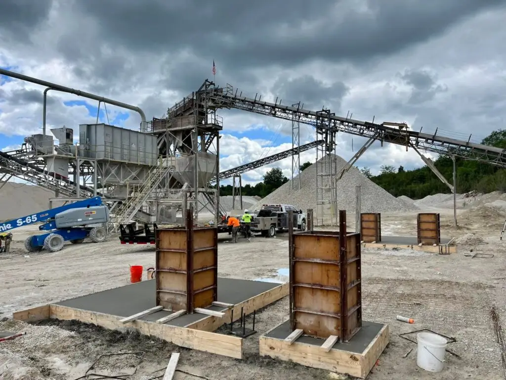 Commercial concrete equipment pads at an industrial quarry site