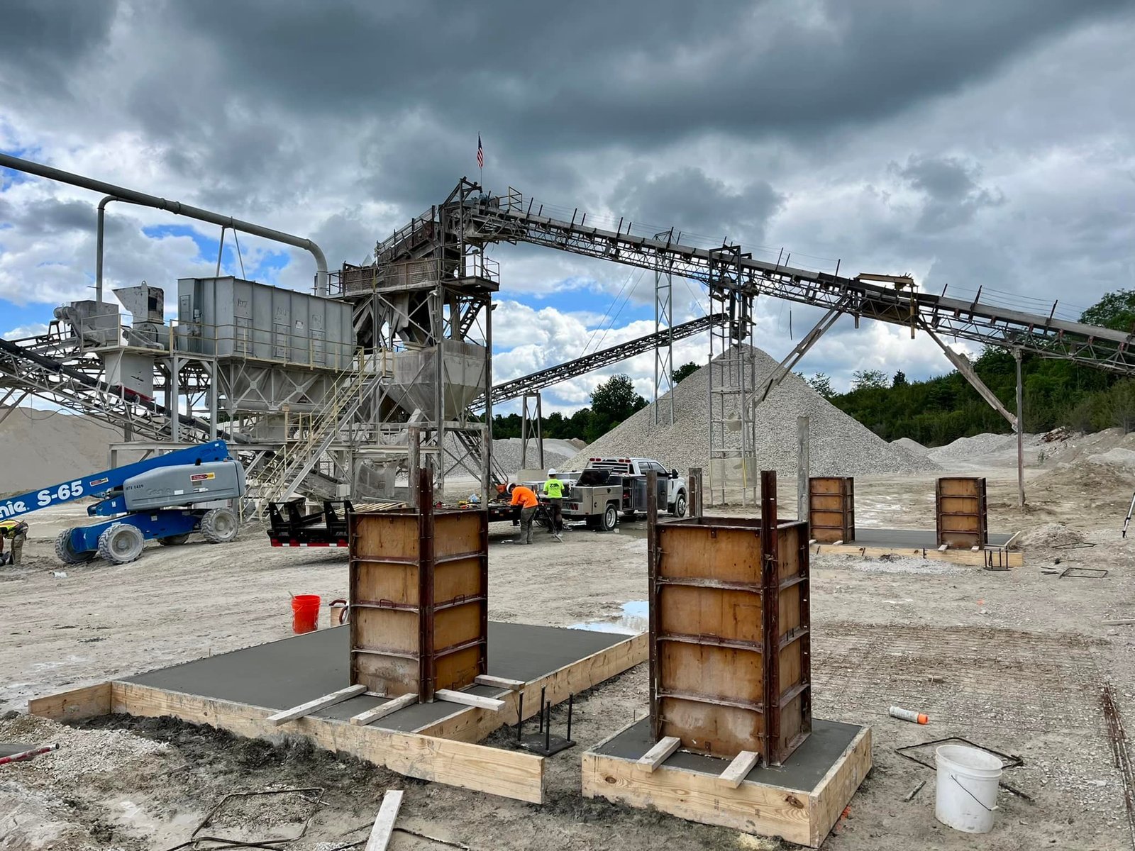 Commercial concrete equipment pads at an industrial quarry site