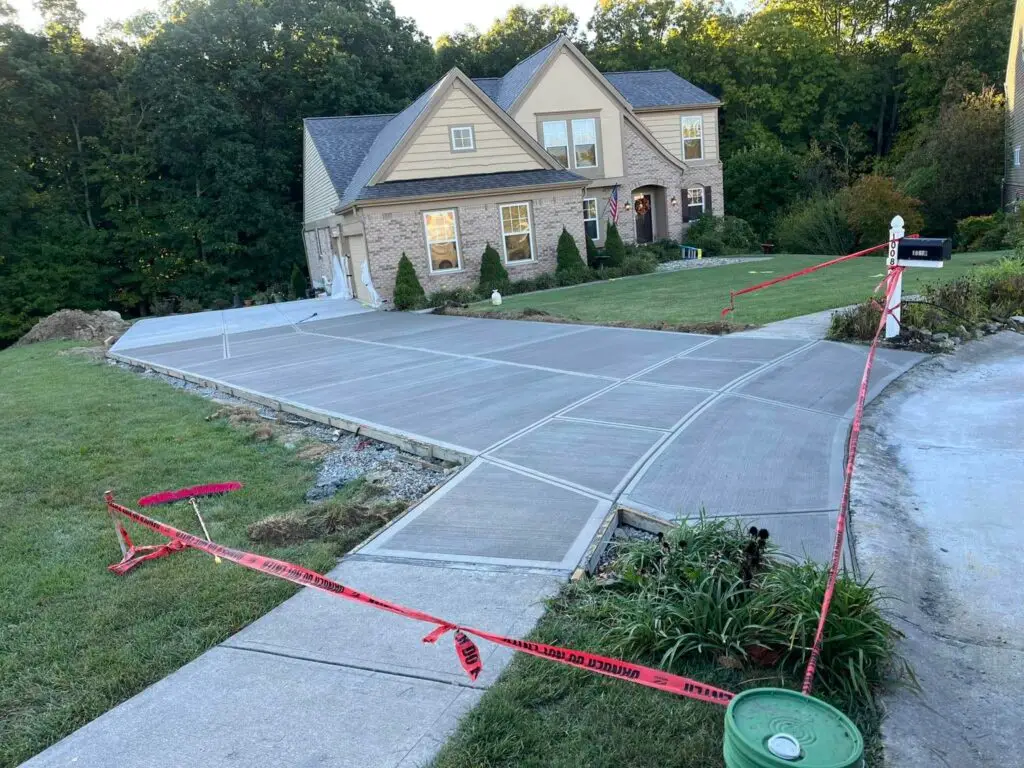 Large residential concrete driveway double-wide in Northern Kentucky